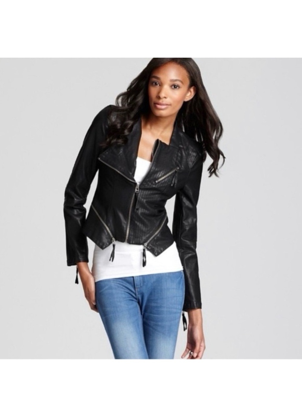 Women's Black Leather Moto Jacket